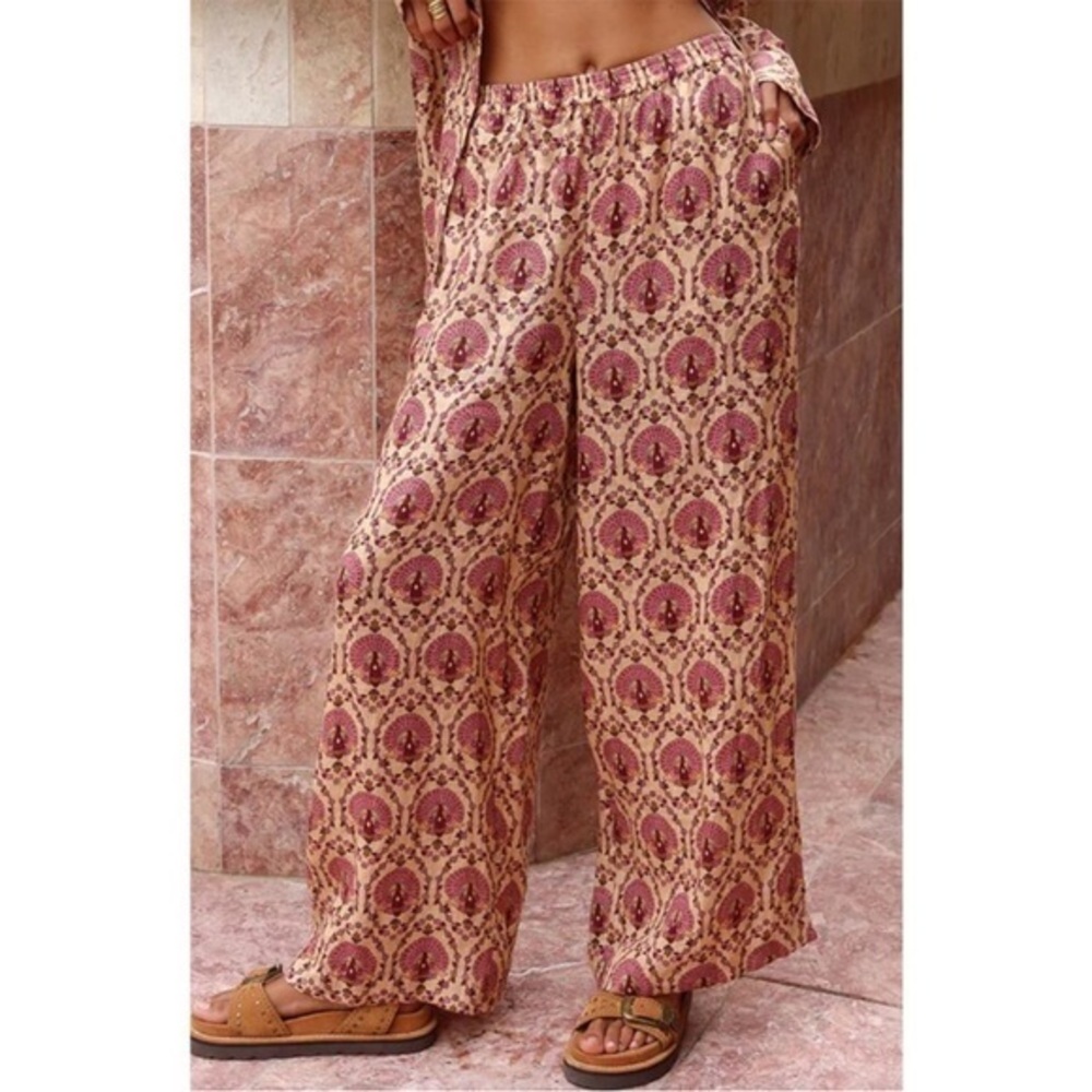 Spell Multicolor Château 100% Linen Wide-Leg Pant In Grape